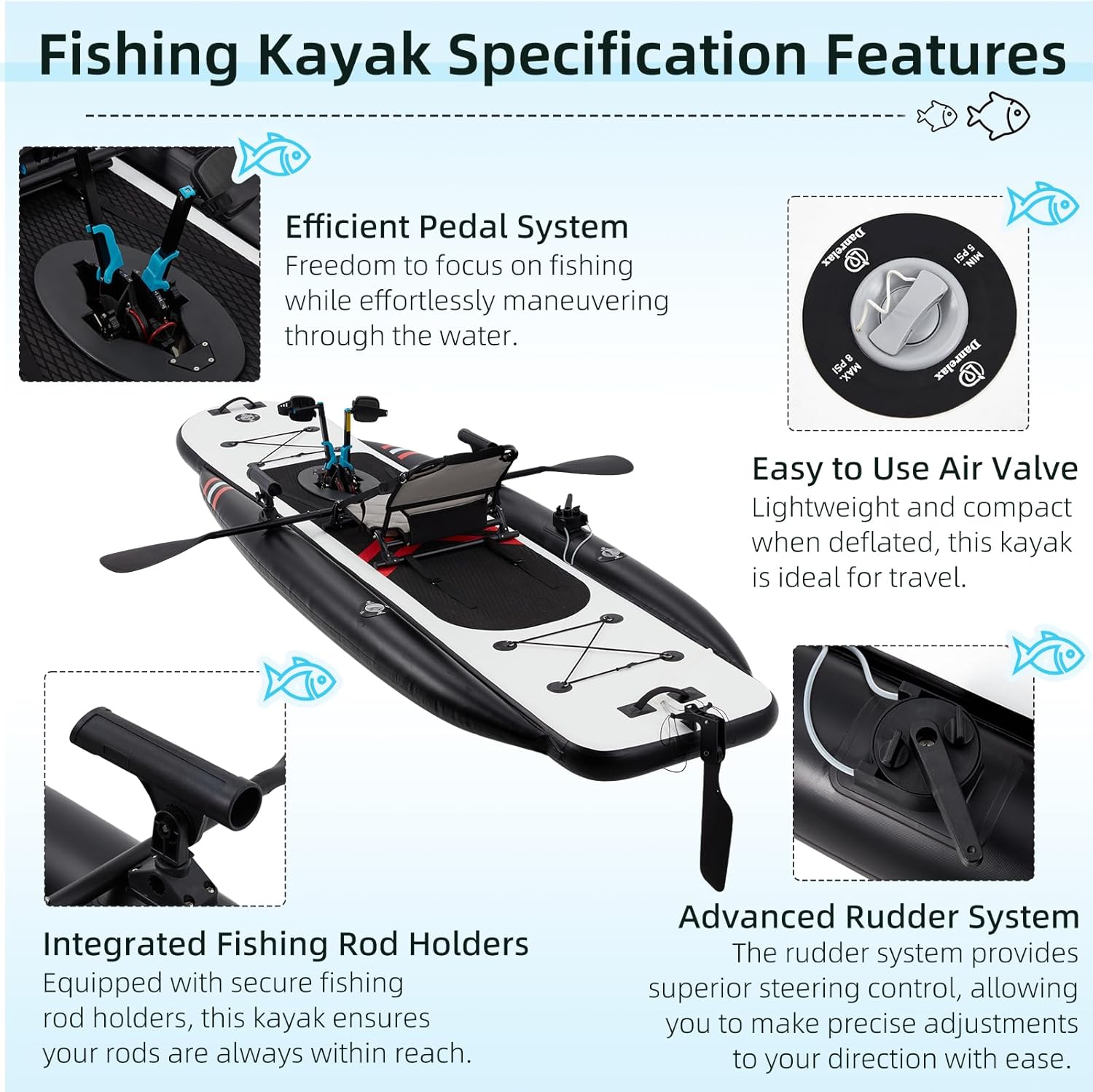 Kayak de pêche gonflable en PV - Fishing Kayak Pedal Drive avis et prix